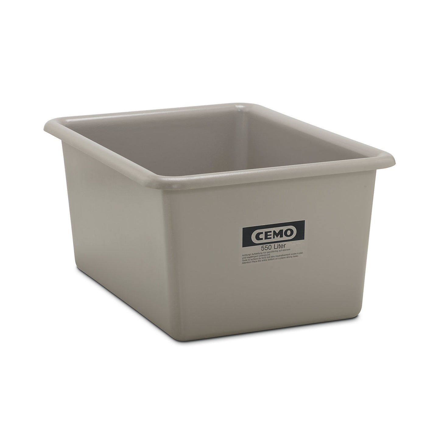 Large GRP container, capacity 550 l, LxWxH 1320 x 970 x 620 mm, grey.