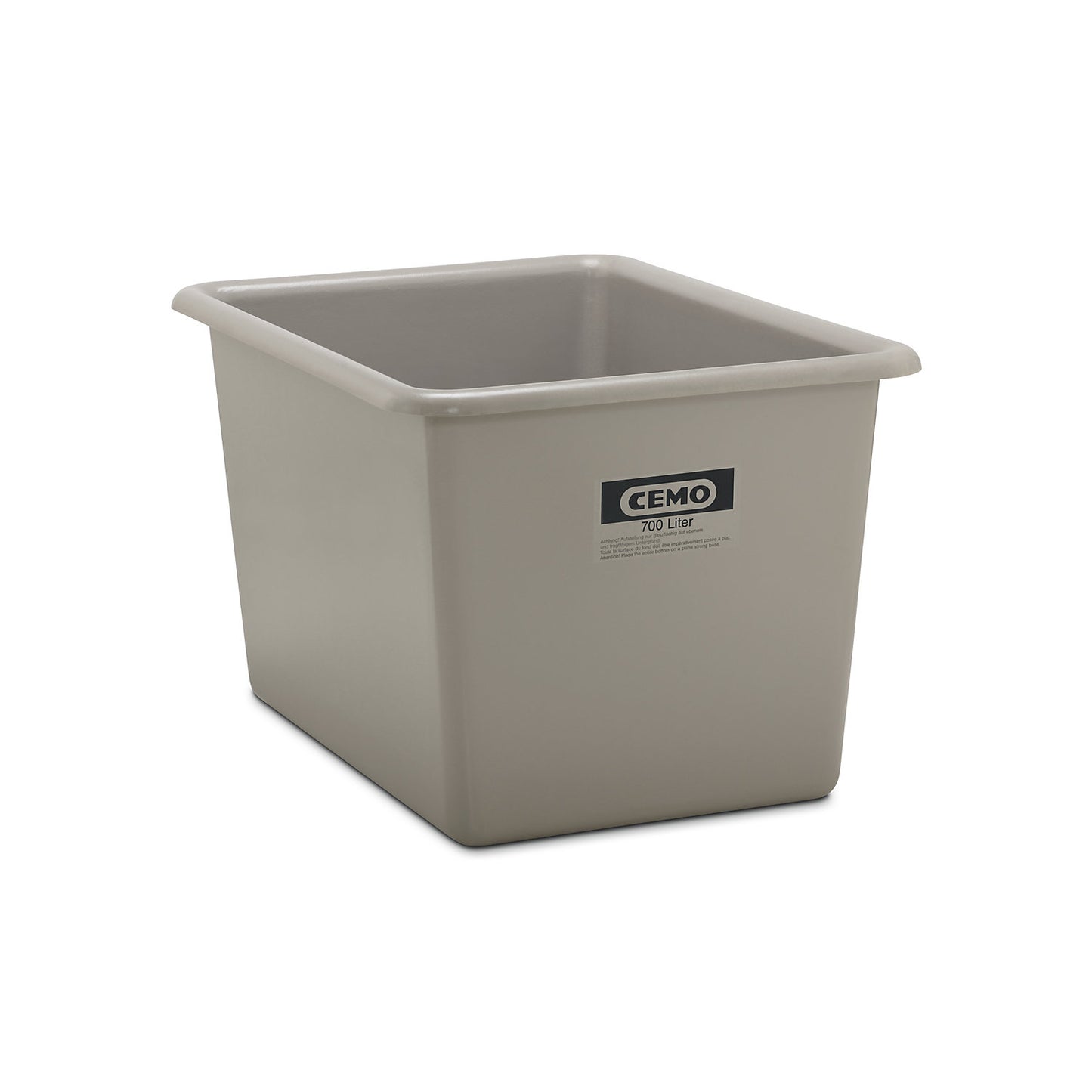 Large GRP container, capacity 700 l, LxWxH 1320 x 970 x 800 mm, grey.