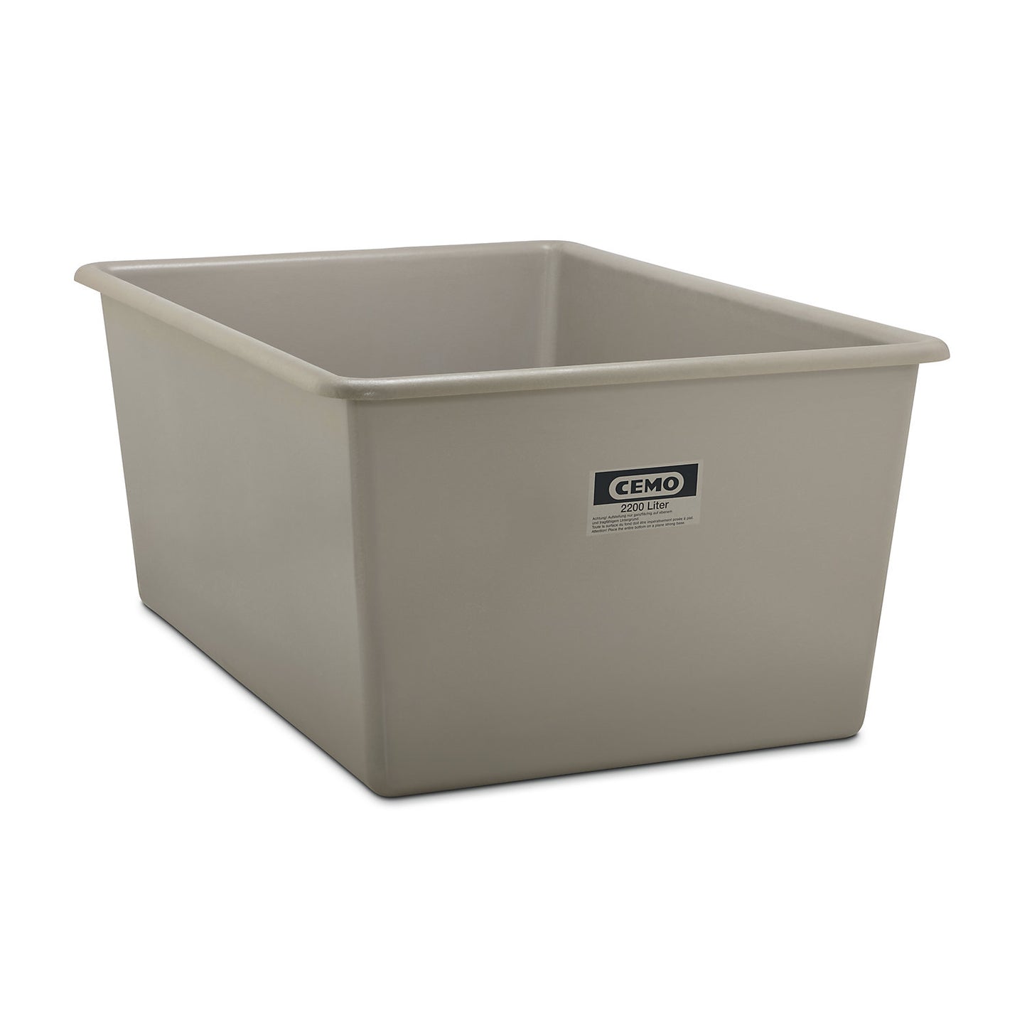 Large GRP container, capacity 2200 l, LxWxH 2108 x 1480 x 915 mm, grey.
