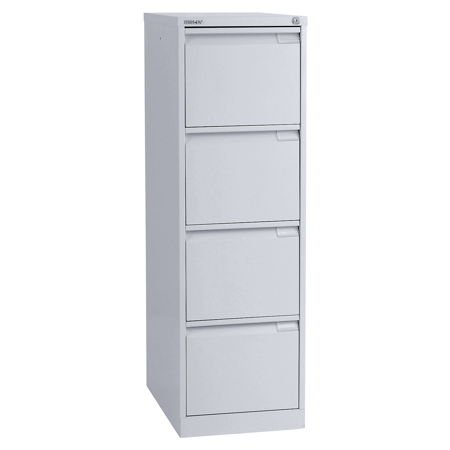 Suspension file cabinet, 1-track, 4 A4 drawers, white aluminium.