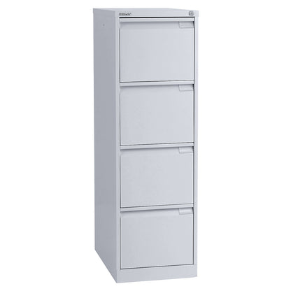 Suspension file cabinet, 1-track, 4 A4 drawers, white aluminium.