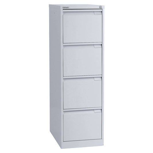 Suspension file cabinet, 1-track, 4 A4 drawers, white aluminium.