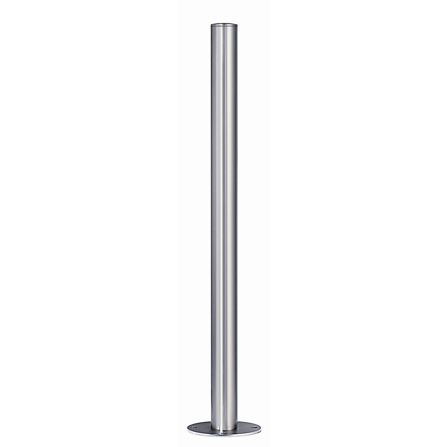Stainless steel barrier post, with flat head, base plate for bolting in place, Ø 60 mm.