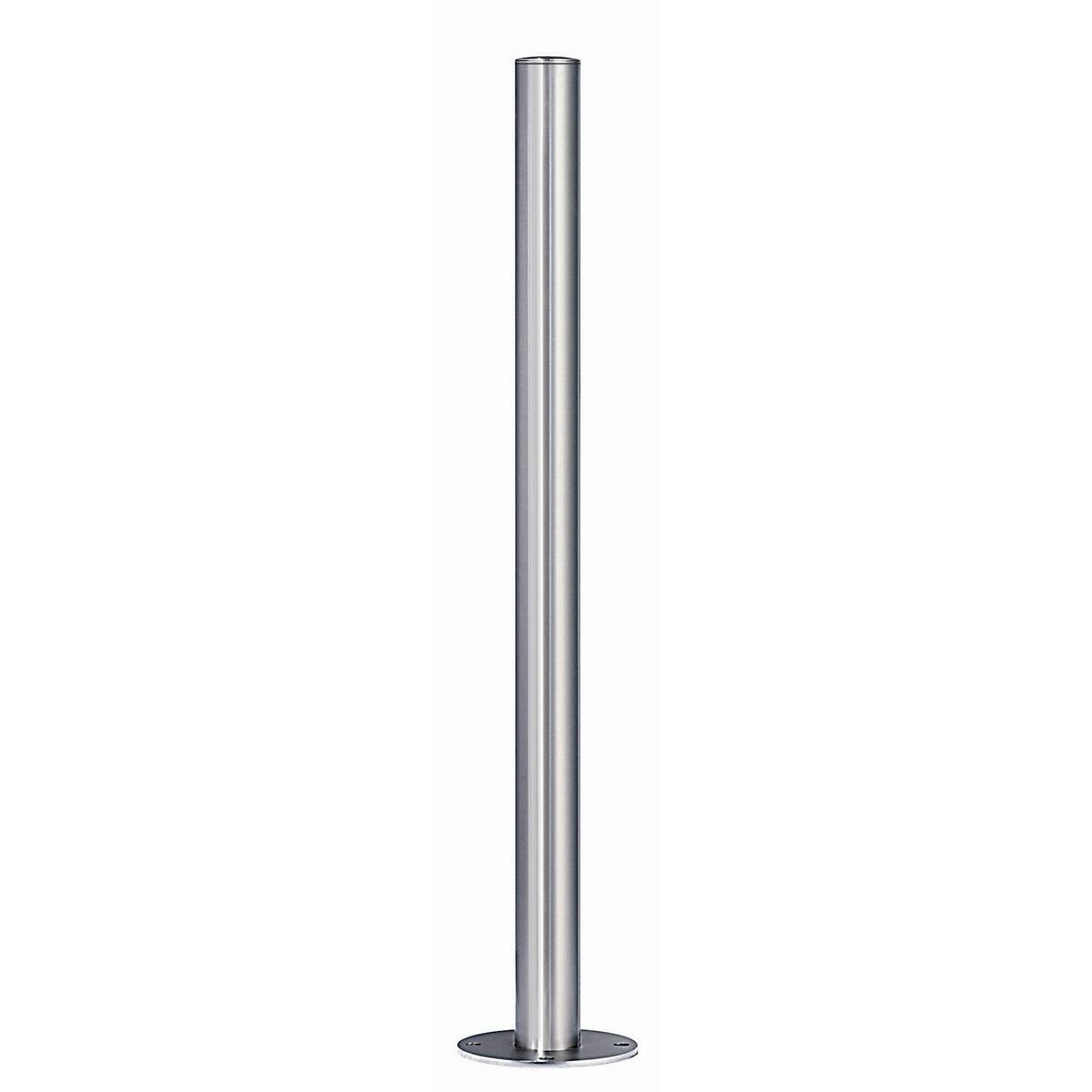 Stainless steel barrier post, with flat head, base plate for bolting in place, Ø 60 mm.