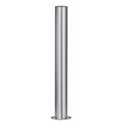 Stainless steel barrier post, with flat head, base plate for bolting in place, Ø 102 mm.