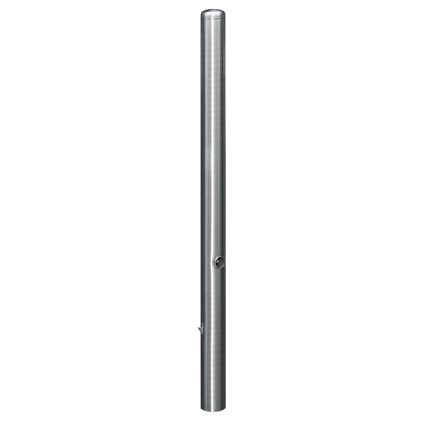 Stainless steel barrier post, with end cap, ground sleeve for concreting in, Ø 102 mm, triangular lock.