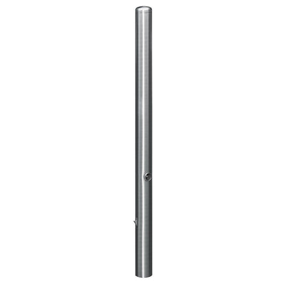 Stainless steel barrier post, with end cap, ground sleeve for concreting in, Ø 102 mm, triangular lock.