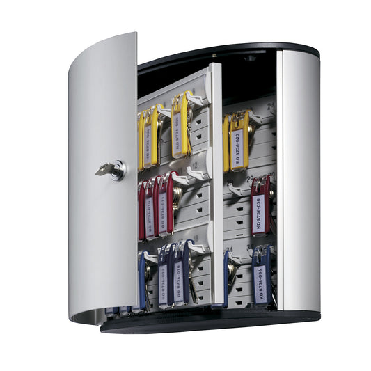 Designer key box, with security cylinder lock, HxWxD 280 x 300 x 118 mm, 36 hooks.