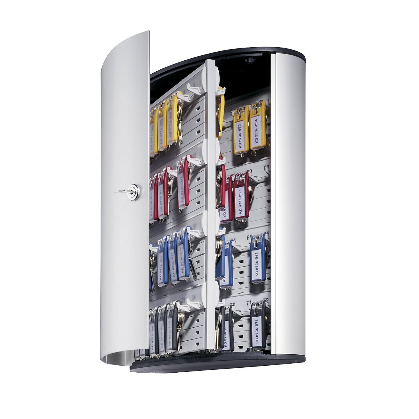 Designer key box, with security cylinder lock, HxWxD 400 x 300 x 118 mm, 72 hooks.