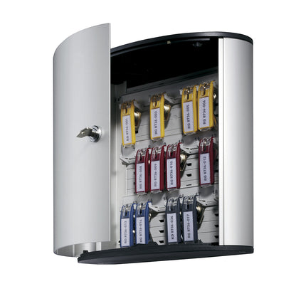 Designer key box, with security cylinder lock, HxWxD 280 x 300 x 118 mm, 18 hooks.