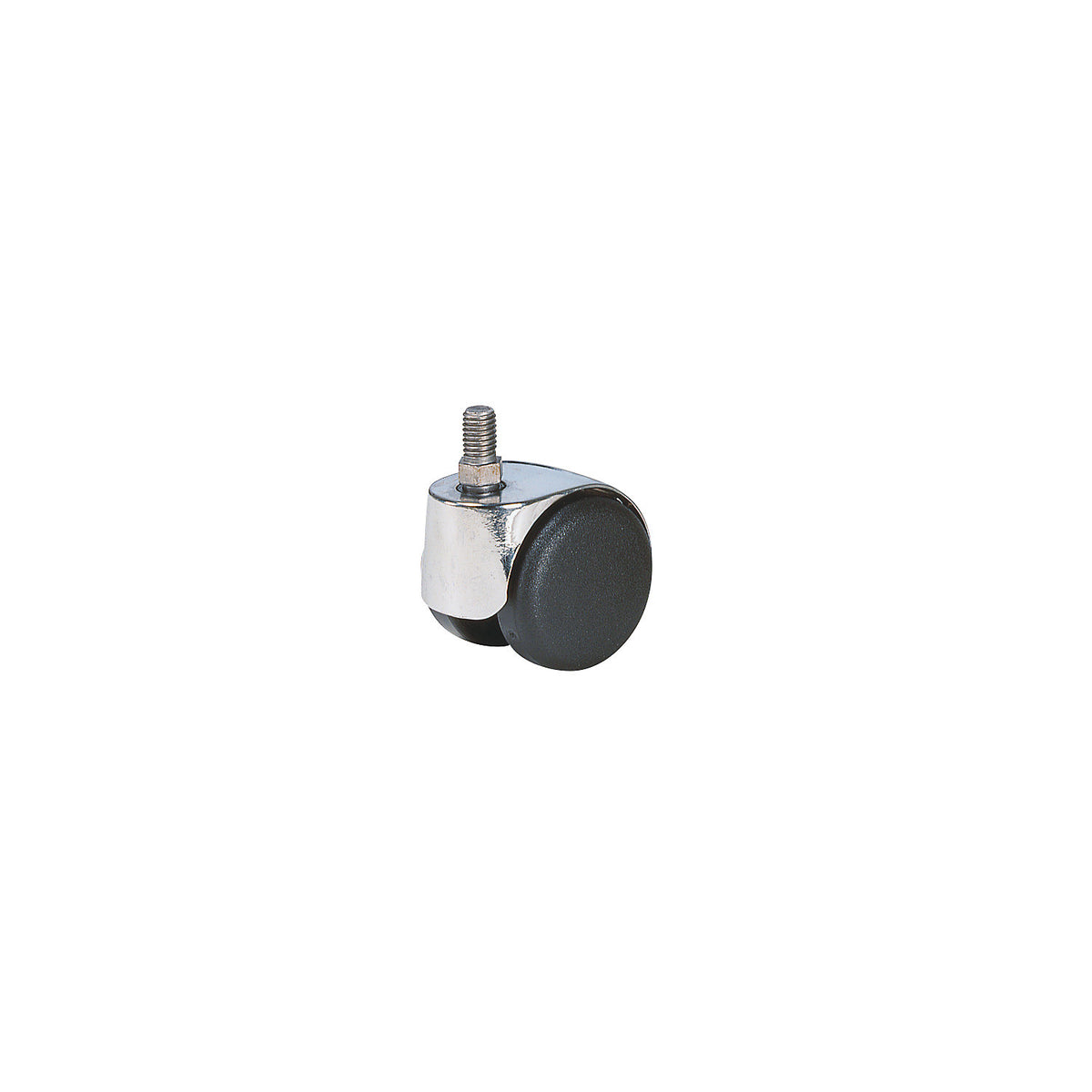 Chair castor, wheel Ø 50 mm, pack of 5, with thread M 10 x 15, chrome plated, hard, for soft floors.