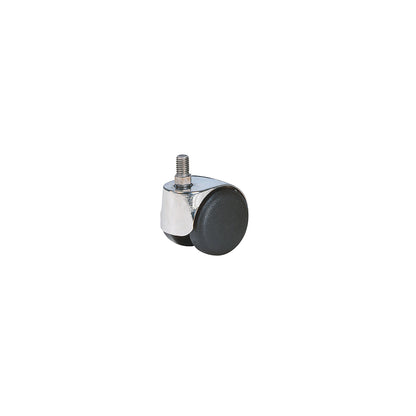 Chair castor, wheel Ø 50 mm, pack of 5, with thread M 10 x 15, chrome plated, hard, for soft floors.