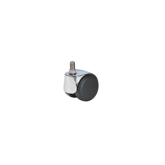 Chair castor, wheel Ø 50 mm, pack of 5, with thread M 10 x 15, chrome plated, hard, for soft floors.