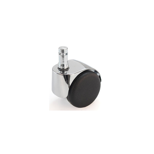 Chair castor, wheel Ø 50 mm, pack of 5, with socket pin with clamp ring, chrome plated, 10 x 22 mm, hard, for soft floors.