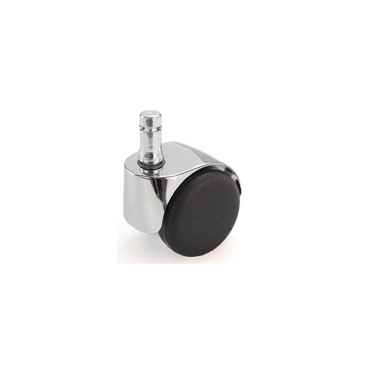 Chair castor, wheel Ø 50 mm, pack of 5, with socket pin with clamp ring, chrome plated, 11 x 22 mm, hard, for soft floors.