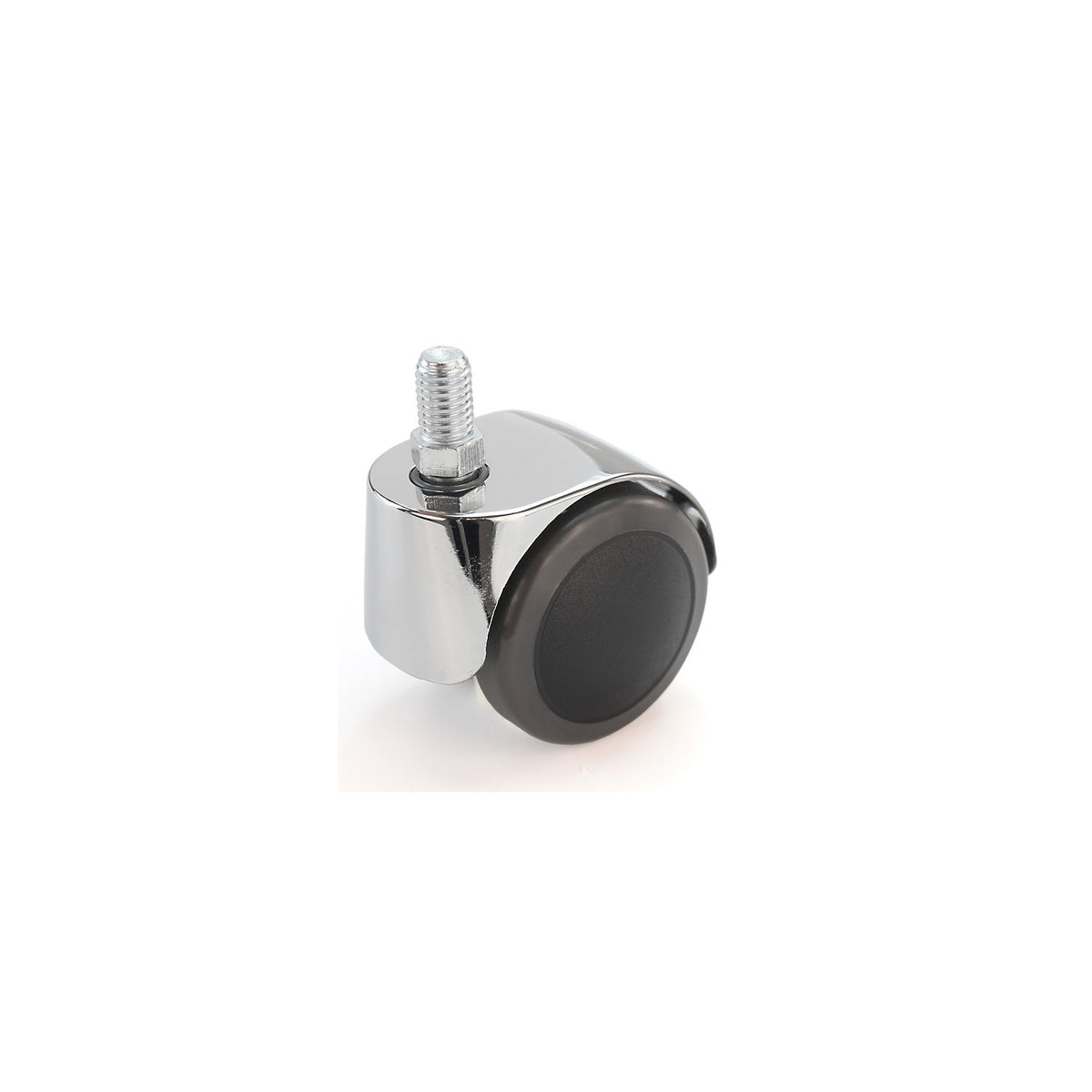 Chair castor, wheel Ø 50 mm, pack of 5, with thread M 10 x 15, chrome plated, soft, for hard floors.