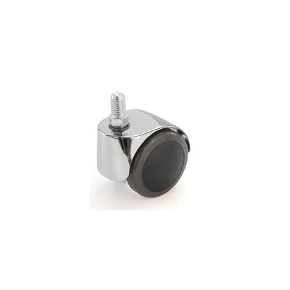 Chair castor, wheel Ø 50 mm, pack of 5, with thread M 10 x 15, chrome plated, soft, for hard floors.