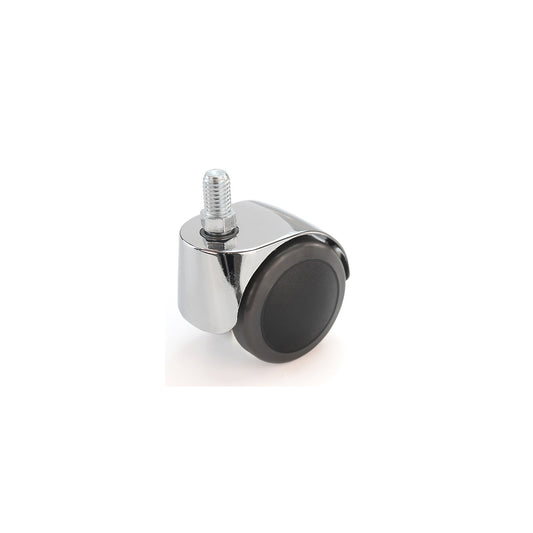Chair castor, wheel Ø 50 mm, pack of 5, with thread M 10 x 15, chrome plated, soft, for hard floors.