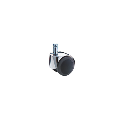 Chair castor, wheel Ø 50 mm, pack of 5, with socket pin with clamp ring, chrome plated, 11 x 22 mm, soft, for hard floors.
