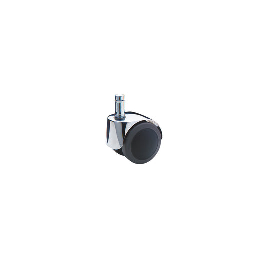 Chair castor, wheel Ø 50 mm, pack of 5, with socket pin with clamp ring, chrome plated, 11 x 22 mm, soft, for hard floors.