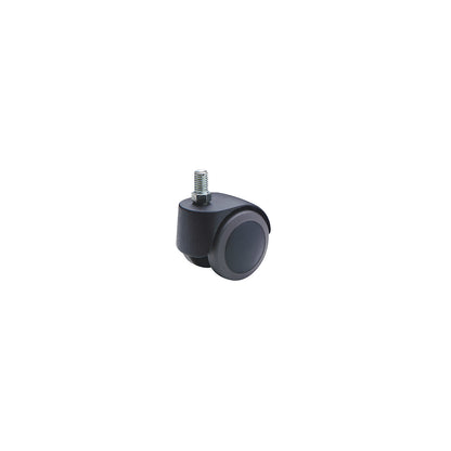 Chair castor, wheel Ø 50 mm, pack of 5, with thread M 10 x 15, black, soft, for hard floors.