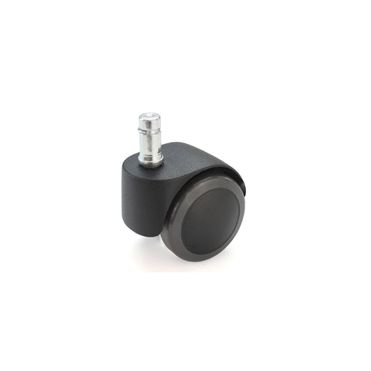 Chair castor, wheel Ø 50 mm, pack of 5, with socket pin with clamp ring, black, 10 x 22 mm, soft, for hard floors.