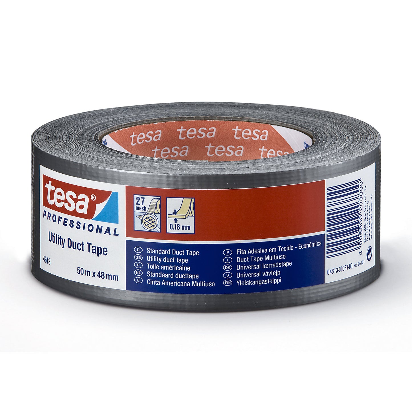 Fabric tape, tesa® PRO 74613 DUCT TAPE, pack of 24 rolls, silver, tape width 50 mm.