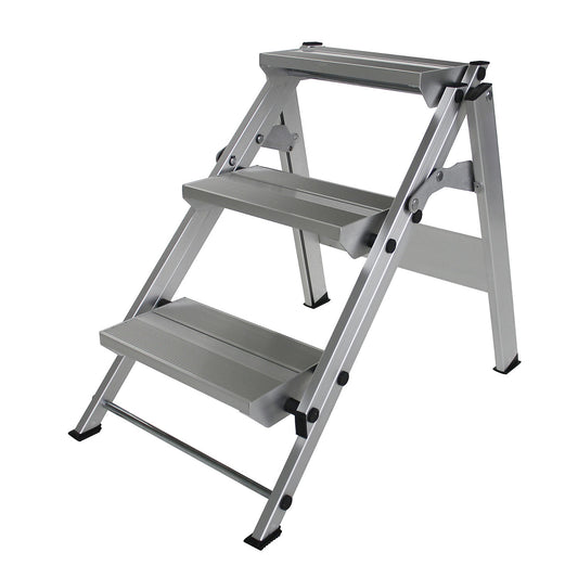 Aluminium folding steps, without safety rail, 3 steps.