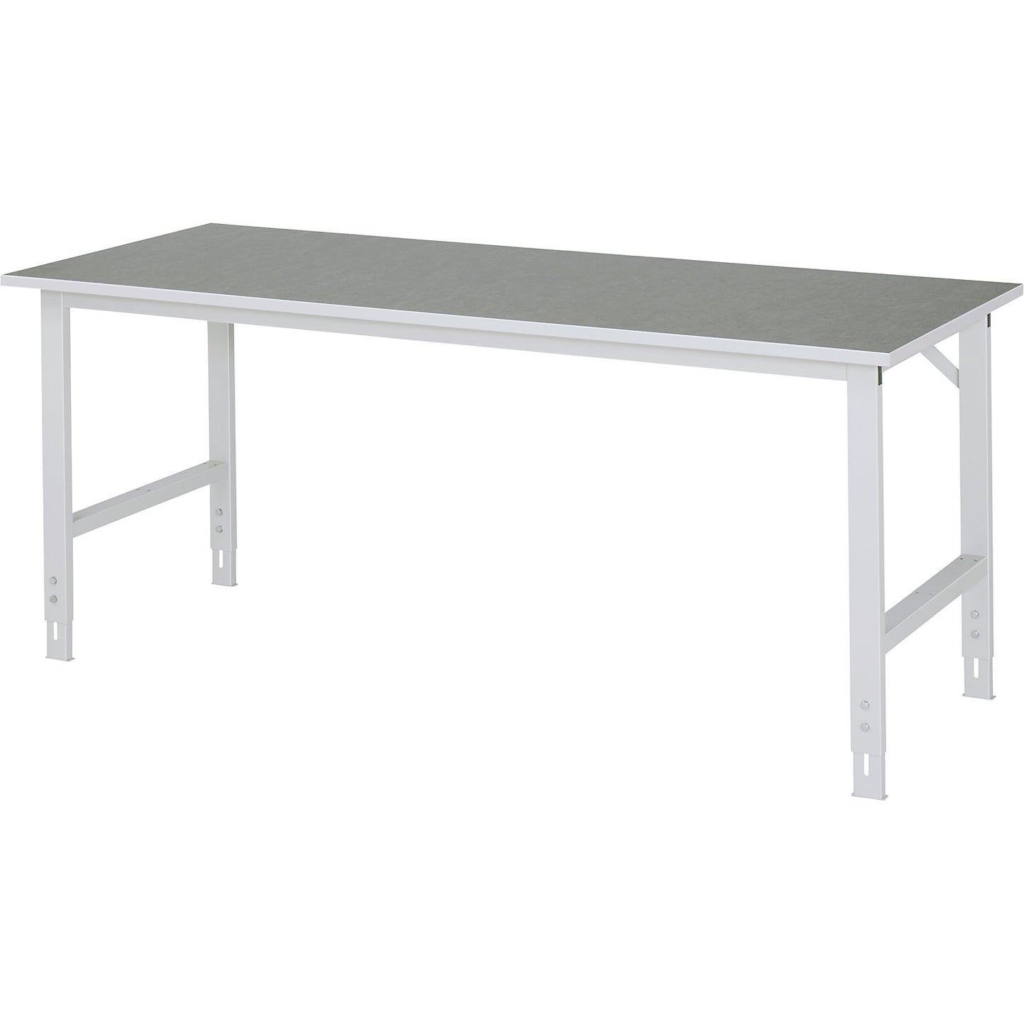 Work table, height adjustable, frame 60 x 30 mm, linoleum panel, WxD 2000 x 800 mm, light grey.