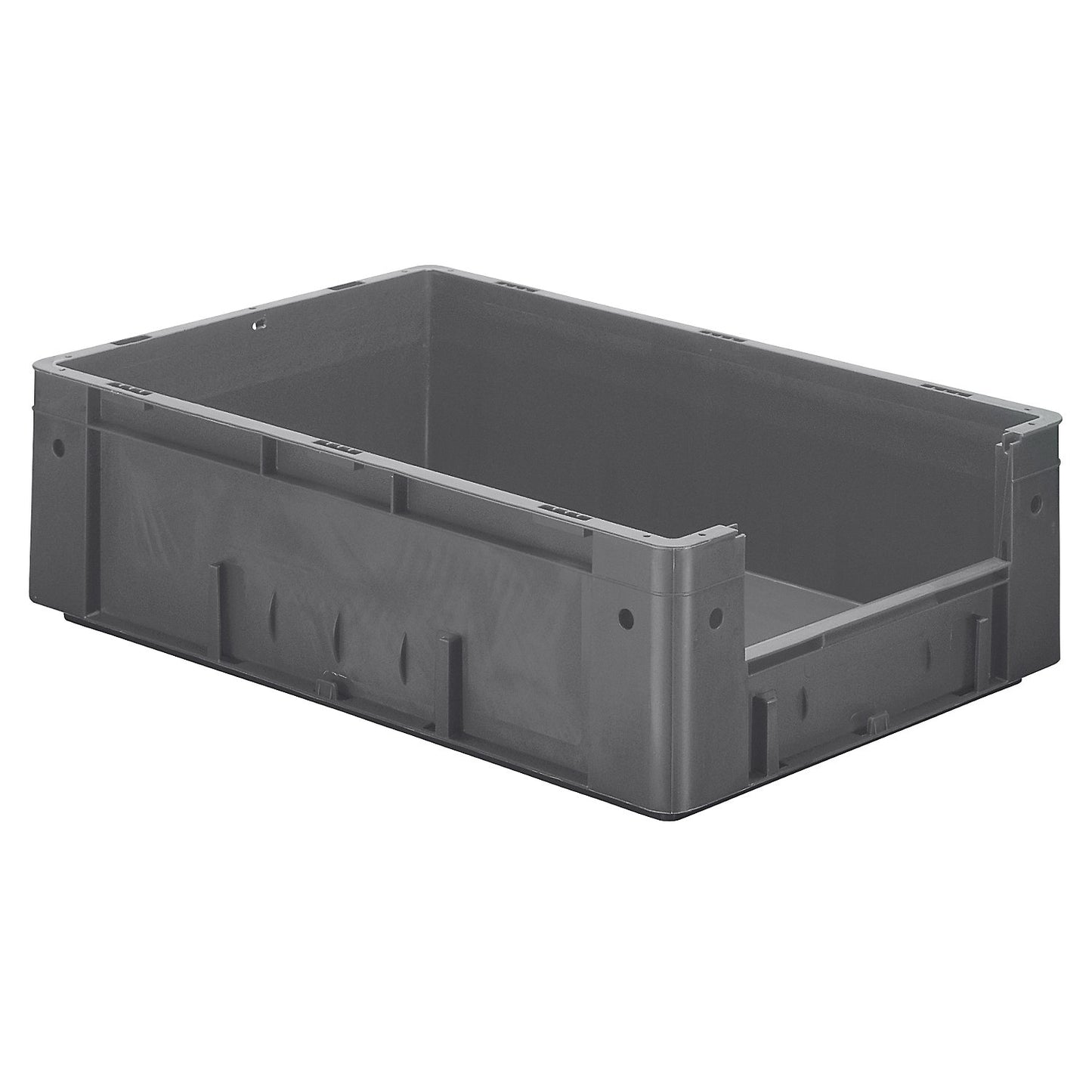 Euro stacking container with handle recess, capacity 31 l, LxWxH 600 x 400 x 175 mm, pack of 2, grey.