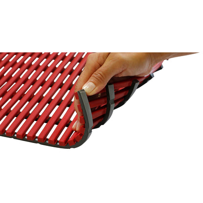 Wet room mat, anti-bacterial, per metre, red, width 1000 mm.