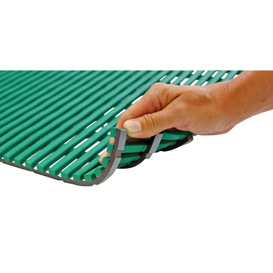 Wet room mat, anti-bacterial, 10 m roll, green, width 600 mm.