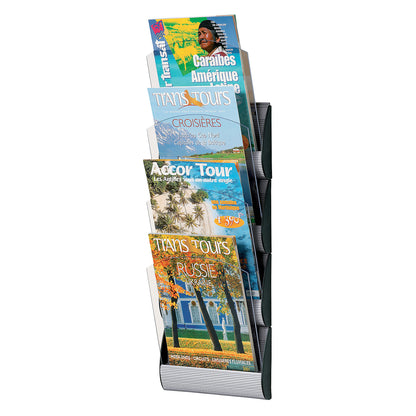 Wall mounted brochure rack, with 4 compartments, pack of 2, for DIN A4 format.