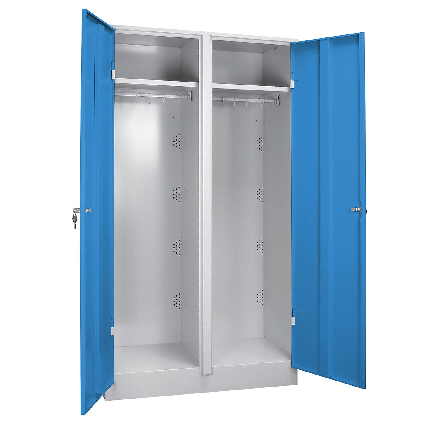 München clean and dirty locker, 1 compartment with centre partition, W 1000 mm, light grey / light blue.