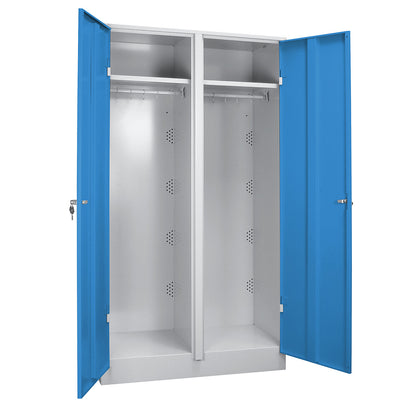 München clean and dirty locker, 1 compartment with centre partition, W 1000 mm, light grey / light blue.