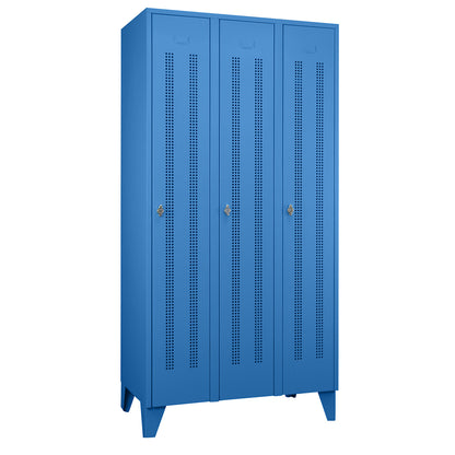 Berlin 1 clothes locker, 3 compartments, light blue, width 900 mm.