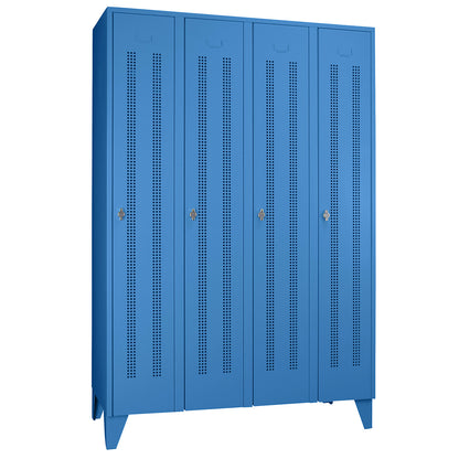 Berlin 1 clothes locker, 4 compartments, light blue, width 1200 mm.
