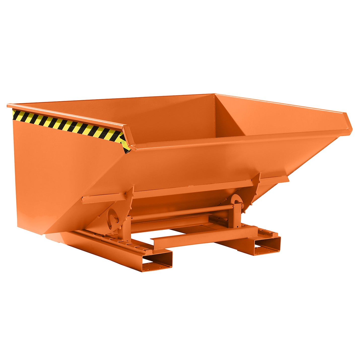 Tilting skip incl. roll-off mechanism, capacity 0.9 m³, LxWxH 1260 x 1570 x 835 mm, orange.
