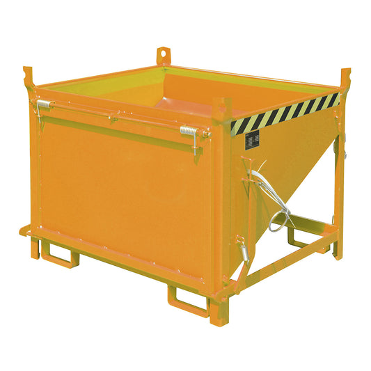 Silo container, capacity 0.50 m³, with front flap, yellow orange RAL 2000.