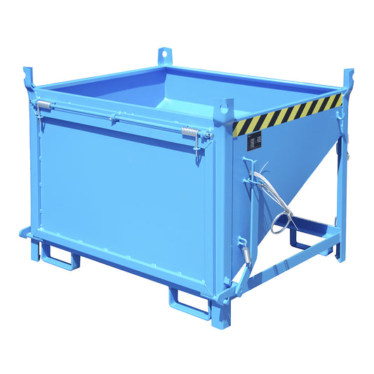 Silo container, capacity 0.50 m³, with front flap, light blue RAL 5012.