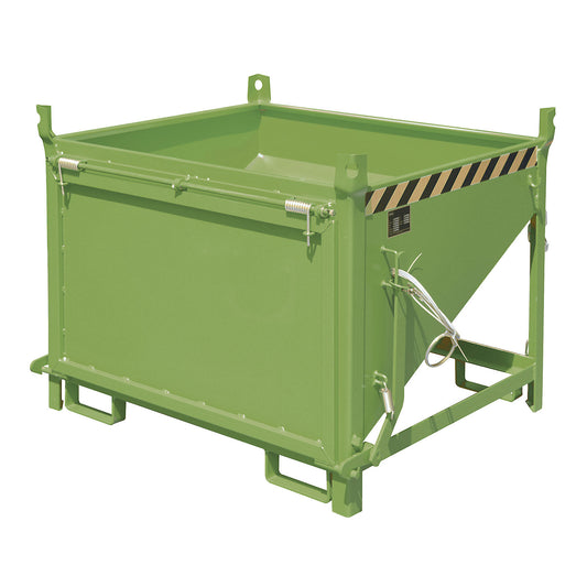 Silo container, capacity 0.50 m³, with front flap, reseda green RAL 6011.