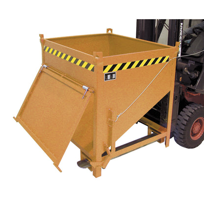 Silo container, capacity 0.75 m³, with front flap, yellow orange RAL 2000.