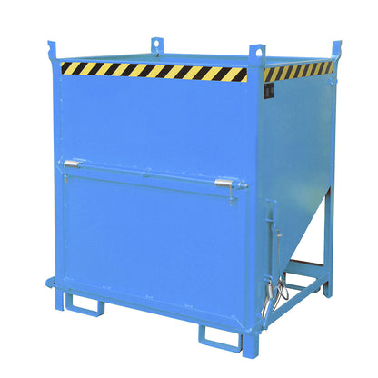 Silo container, capacity 1 m³, with front flap, light blue RAL 5012.
