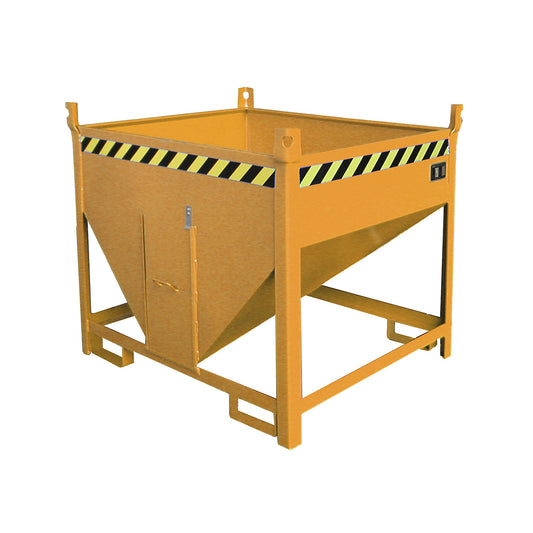 Silo container, capacity 0.50 m³, sliding trap on front side, yellow orange RAL 2000.