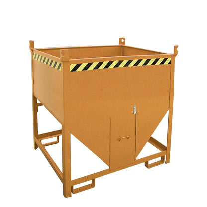 Silo container, capacity 0.75 m³, sliding trap on front side, yellow orange RAL 2000.