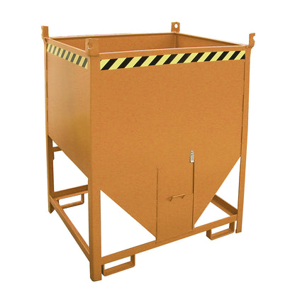 Silo container, capacity 1 m³, sliding trap on front side, yellow orange RAL 2000.