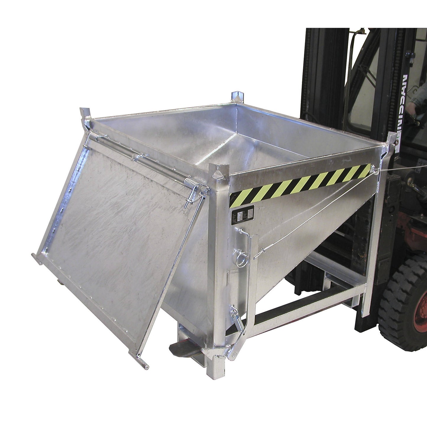 Silo container, capacity 0.50 m³, with front flap, hot dip galvanised.