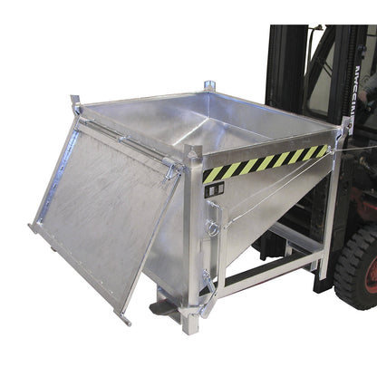 Silo container, capacity 0.50 m³, with front flap, hot dip galvanised.