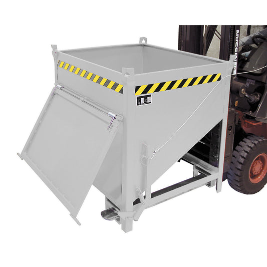Silo container, capacity 0.75 m³, with front flap, hot dip galvanised.