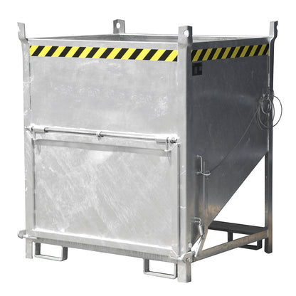 Silo container, capacity 1 m³, with front flap, hot dip galvanised.